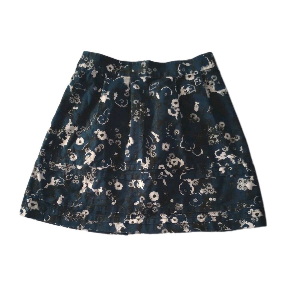 Ann Taylor LOFT Navy Blue Floral Skirt sz 0 Juniors/Womens
